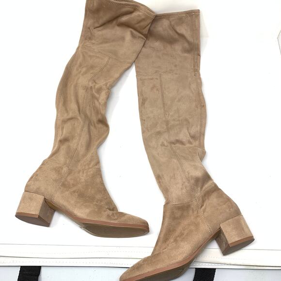 Chinese Laundry Women's Sz 6 US Side Zip Over the Knee Boot Solid Tan Faux Suede - Picture 3 of 9